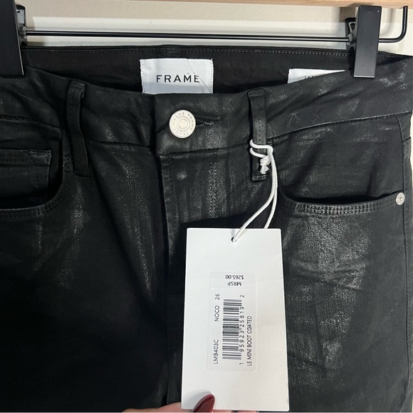 NWT FRAME Le Mini Boot Black Coated Trousers Pants Size 26 - Picture 4 of 10